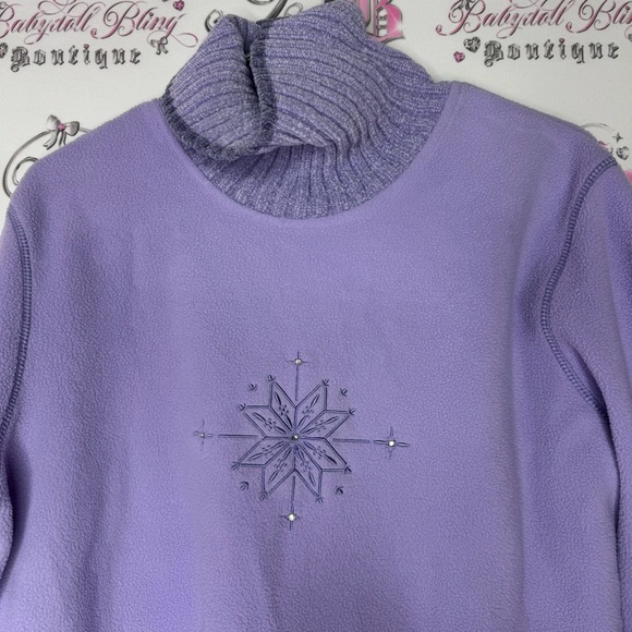 Carroll reed sweater turtleneck lilac purple snowflake bling diamond crystals - Picture 7 of 8